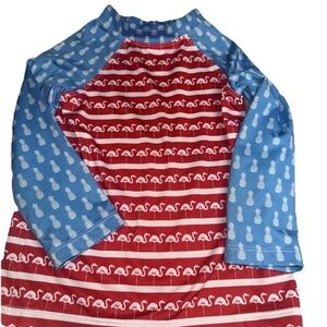 Chubbies Rash Guard Swim Shirt 3T Red Blue Pineapple